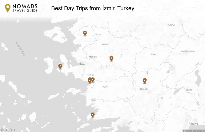 Map of the Best Day Trips from İzmir, Turkey walking route with 9 stops in Izmir.