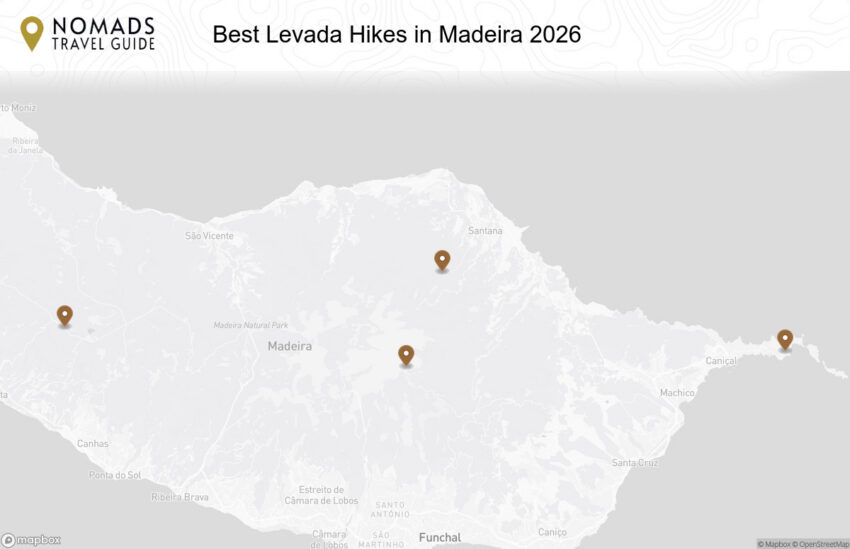Map of the Best Levada Hikes in Madeira: Top Trails & Map Guide walking route with 4 stops in Funchal (Madeira).