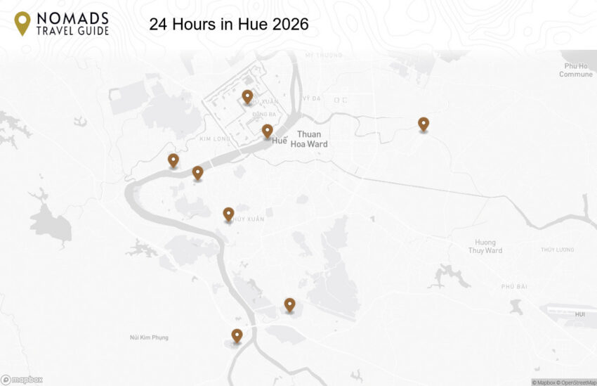 Map of the 24 Hours in Hue: The Ultimate One-Day Itinerary walking route with 8 stops in Hue.