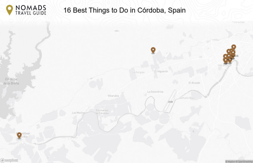 Map of the 16 Best Things to Do in Córdoba, Spain walking route with 16 stops in Córdoba.