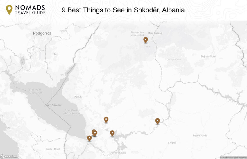 Map of the 9 Best Things to See in Shkodër, Albania walking route with 9 stops in Shkodër.