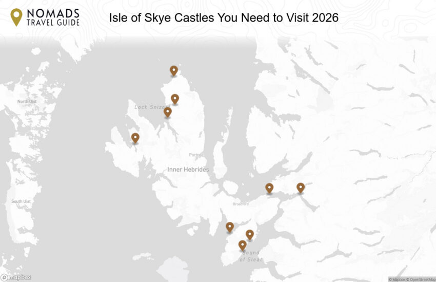 Map of the Isle of Skye Castles You Need to Visit: Map & Highlights walking route with 9 stops in Isle of Skye.