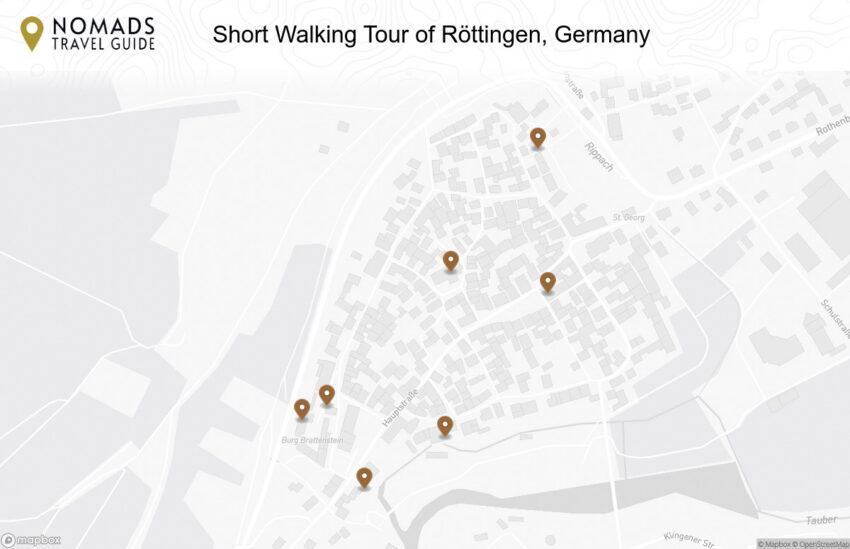 Map of the Short Walking Tour of Röttingen, Germany walking route with 7 stops in Röttingen.
