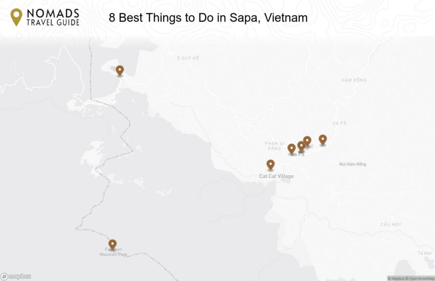 Map of the 8 Best Things to Do in Sapa, Vietnam walking route with 8 stops in Sapa.