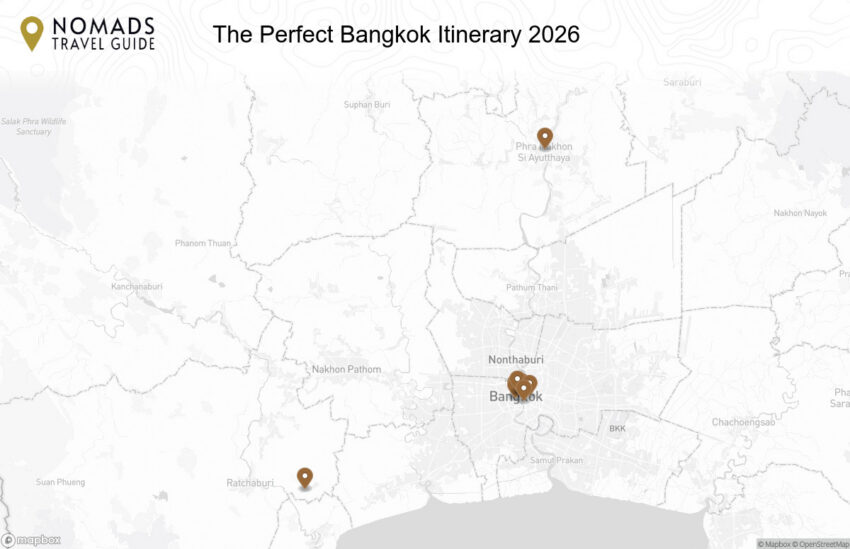 Map of the The Perfect Bangkok Itinerary: 3–4 Days in Thailand’s Vibrant Capital walking route with 8 stops in Bangkok.