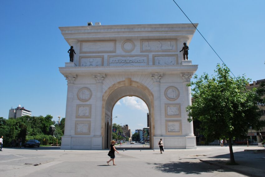Porta Makedonija, Skopje on a sunny day